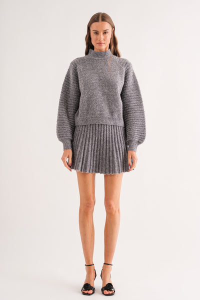 GABRIELLE PLEATED KNIT SKIRT