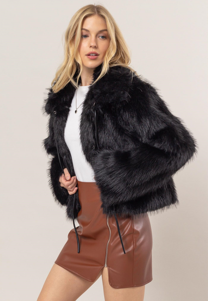 FAUX FUR BLACK COAT