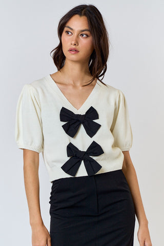 BOW PUFF SLEEVE TOP