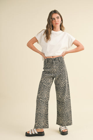 WIDE LEG LEOPARD PANT