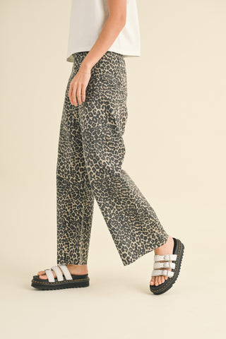 WIDE LEG LEOPARD PANT