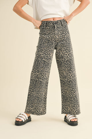 WIDE LEG LEOPARD PANT