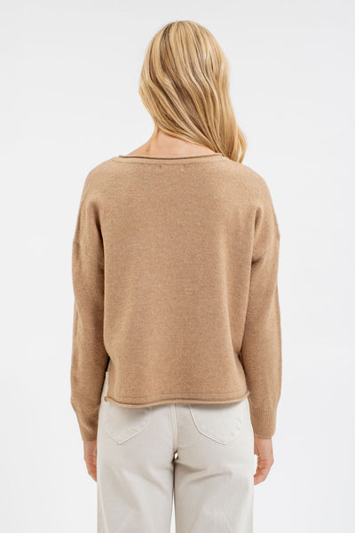 BASIC SPLIT NECK KNIT SWEATER