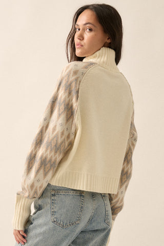 GEO PRINT KNIT SWEATER