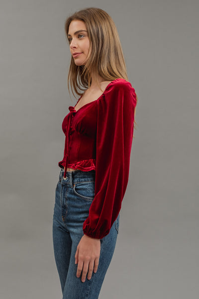 BURGUNDY VELVET TOP