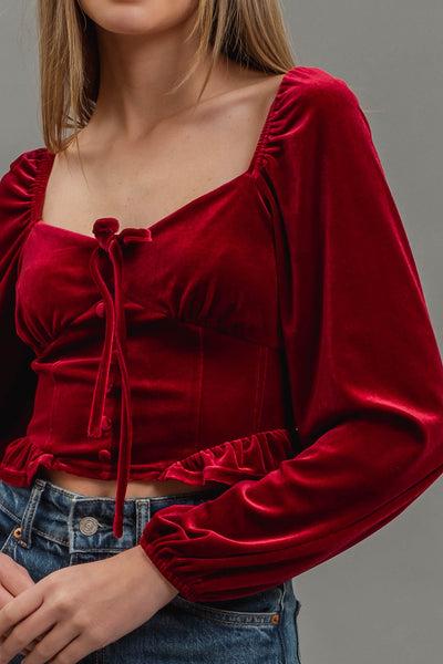 BURGUNDY VELVET TOP