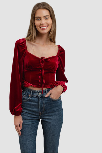 BURGUNDY VELVET TOP