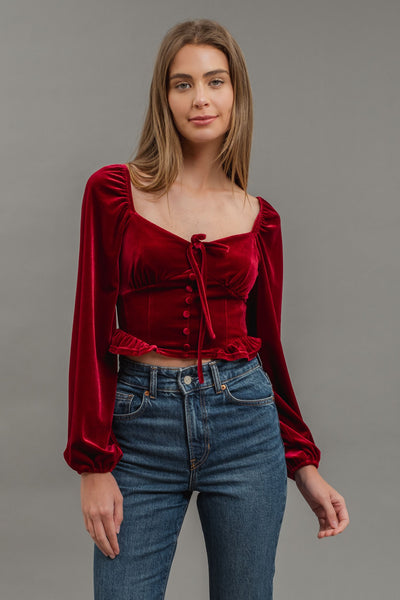 BURGUNDY VELVET TOP