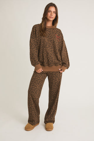 LEOPARD BOW SWEATPANTS