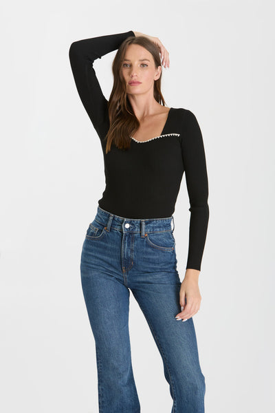 RHINESTONE TRIM BLACK TOP