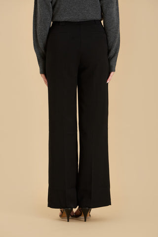 BLACK PLEATED TROUSERS