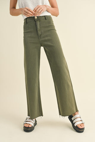 GREEN WIDE LEG DENIM PANT