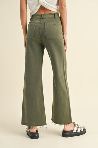 GREEN WIDE LEG DENIM PANT