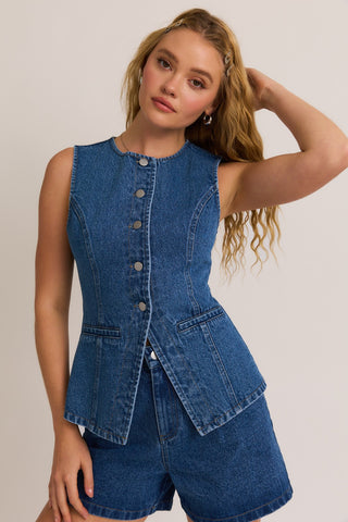 BLUE CREME DENIM VEST