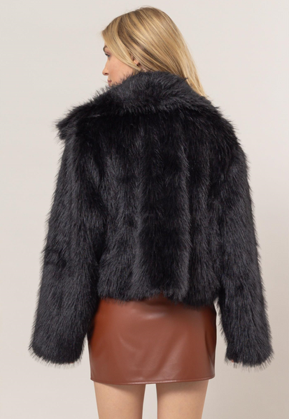 FAUX FUR BLACK COAT