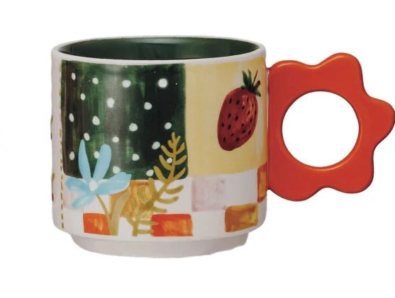 MUG WITH FLOWER SHAPE HANDLE