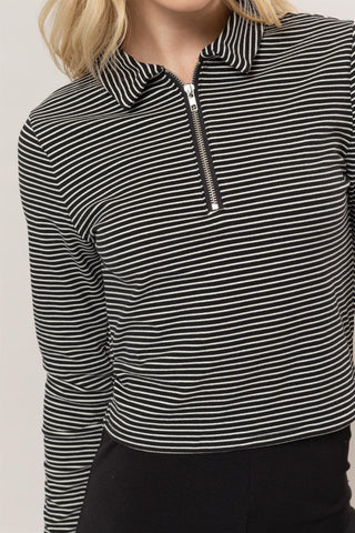 ZIP UP STRIPE LONG SLEEVE