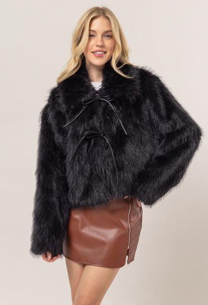 FAUX FUR BLACK COAT