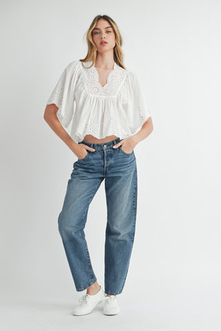 CHRISHELL EYELET TOP