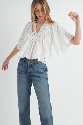 CHRISHELL EYELET TOP