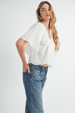 CHRISHELL EYELET TOP