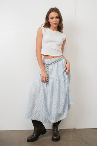 GINGHAM TIERED SKIRT