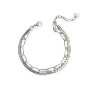 TWO CHAIN HERRINGBONE BRACELET