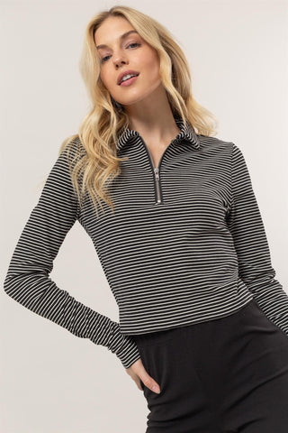 ZIP UP STRIPE LONG SLEEVE