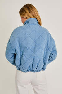 DENIM BOW PUFFER JACKET