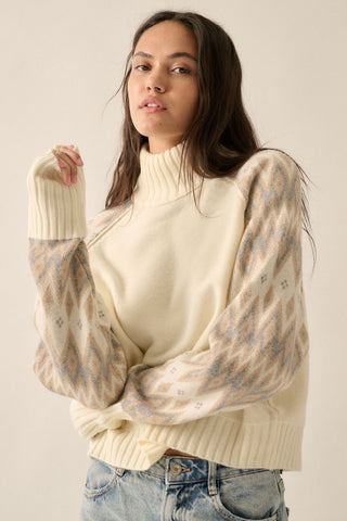 GEO PRINT KNIT SWEATER