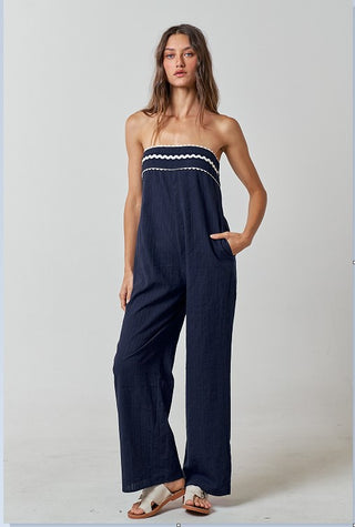 INDIGO STRAPLESS JUMPSUIT