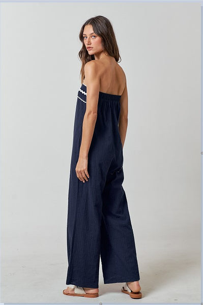 INDIGO STRAPLESS JUMPSUIT